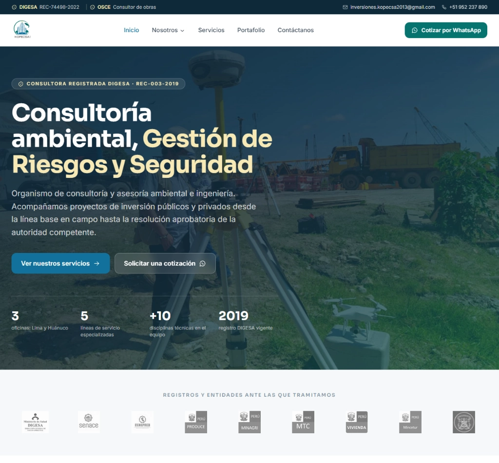 Sitio web corporativo - Kopecsa